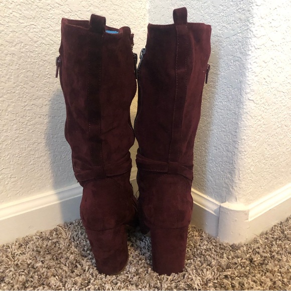 Very G Maroon Suede Heeled Boots Size 7 - Picture 4 of 10